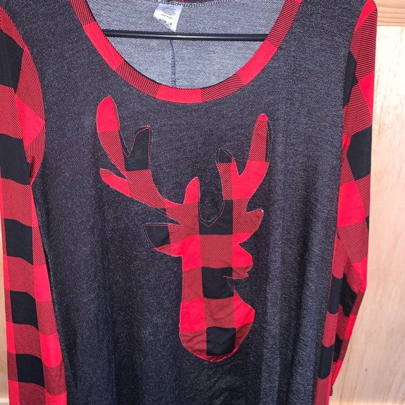 Unbranded buffalo checked deer head hanky shark bite hem  shirt size M - Picture 2 of 3